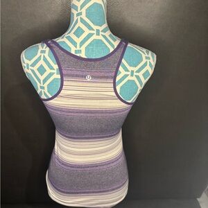 Lululemon Refresh Racer Tank Top Fitted Athletic Size 4 Purple Stripped